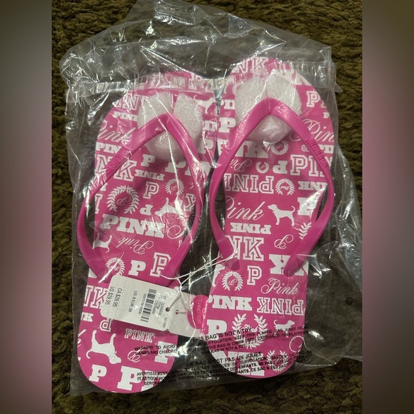 NWT Women’s Victoria Secret PINK Flip Flops with Logo Design Size 8 - Picture 5 of 5